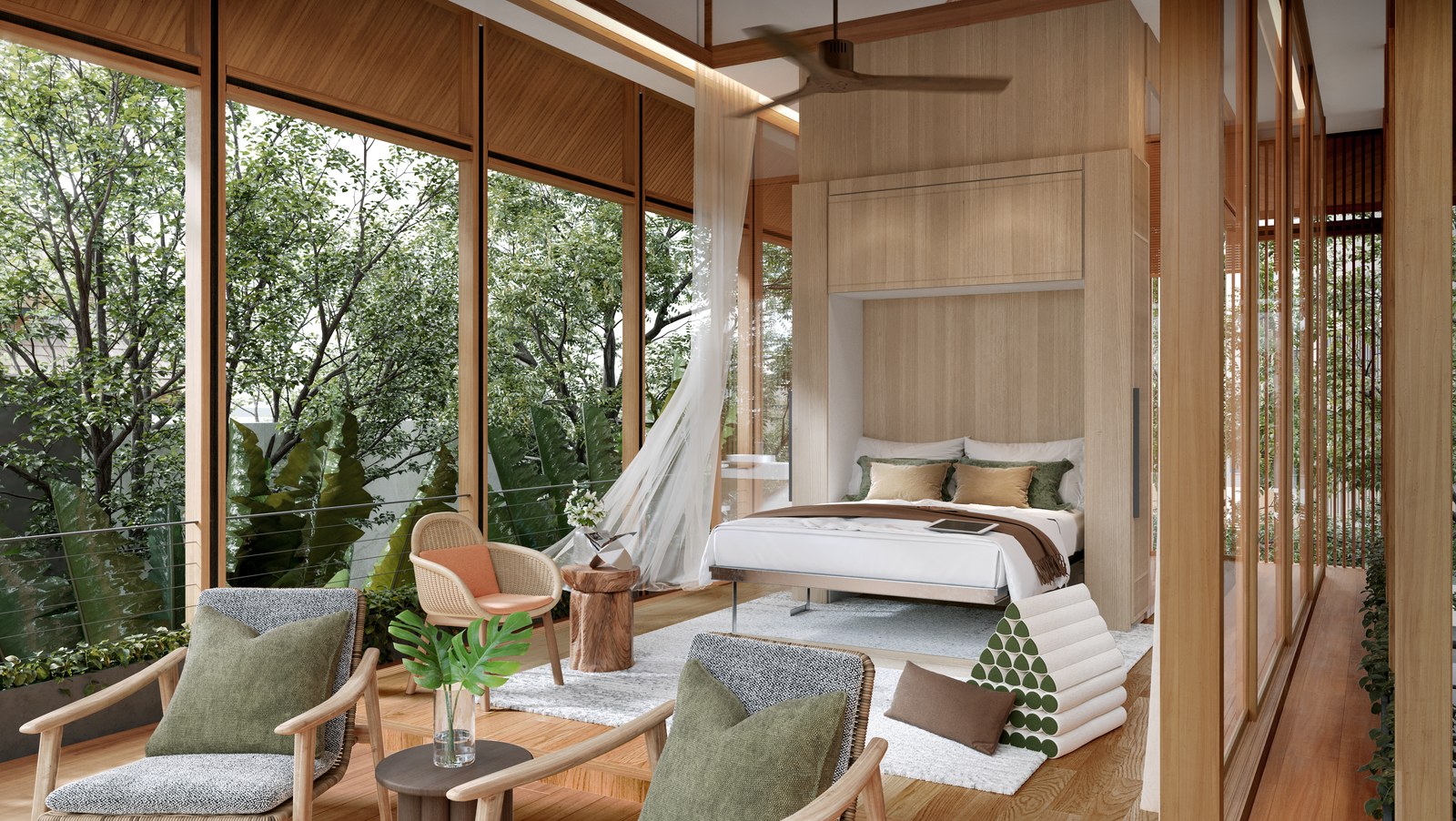 Annara Residences — спальня с видом на зелень